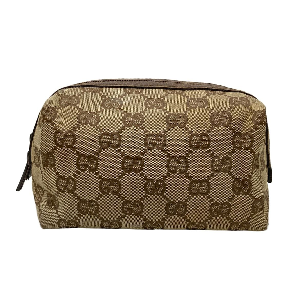 GUCCI(グッチ) ポーチ GG柄 29595 ベージュ×ダークブラウン レザー 
