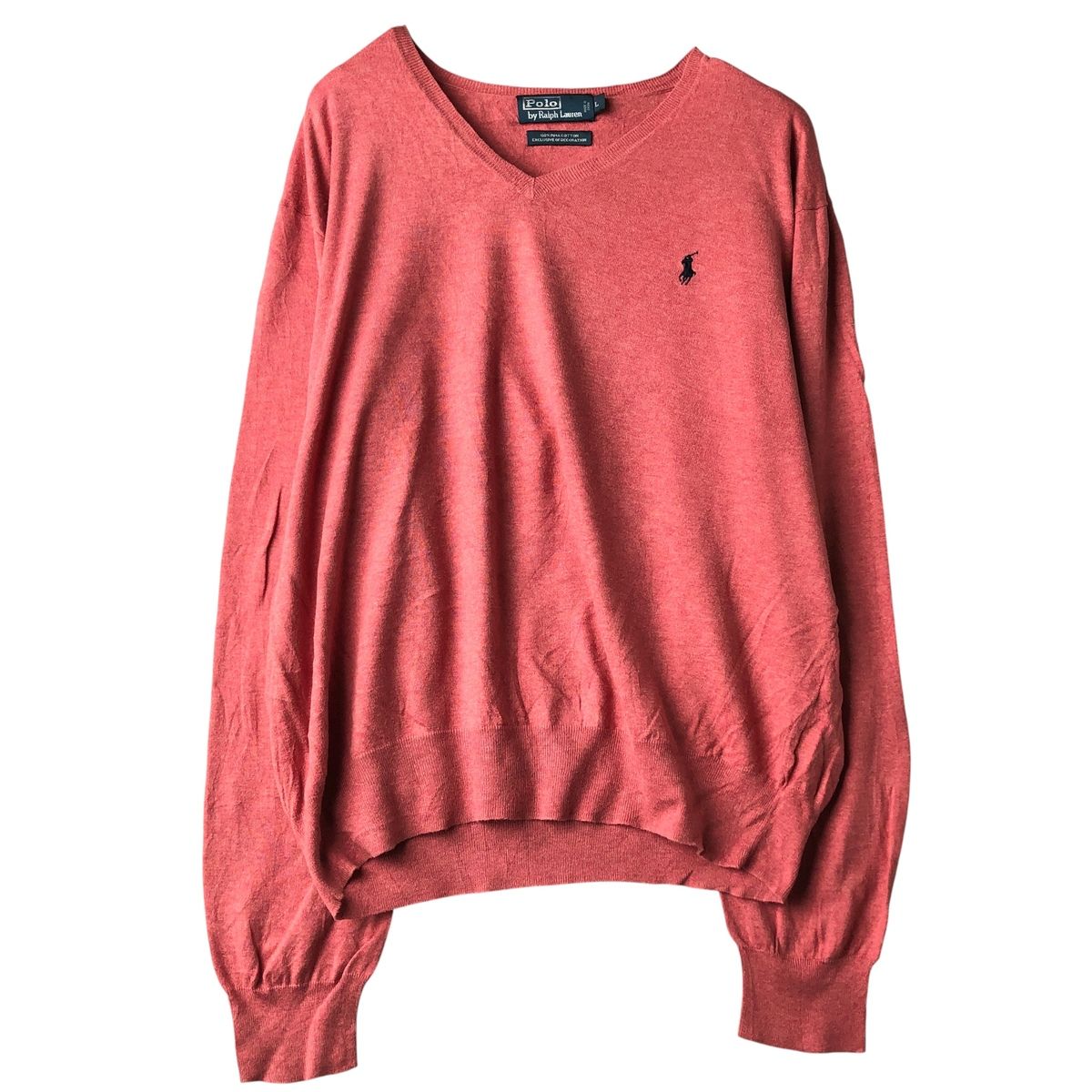 古着 ラルフローレン Ralph Lauren POLO by Ralph Lauren Vネック ピマコットンニットセーター メンズL相当/eaa607679