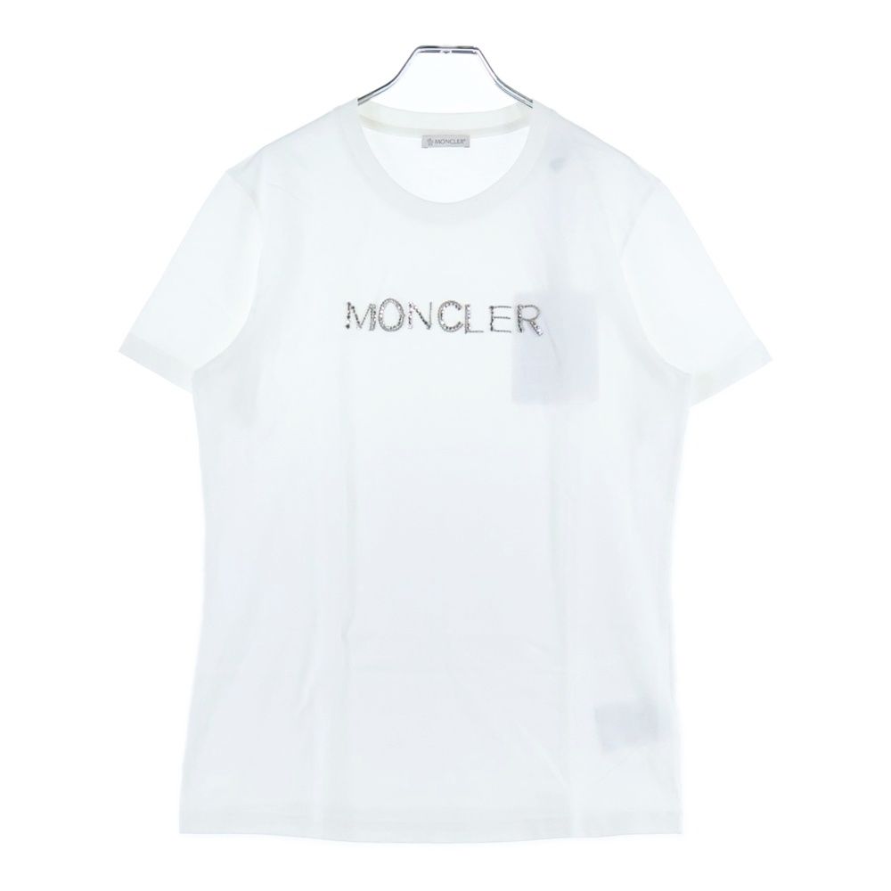 【新品】MONCLER モンクレール ラインストーン　ロゴTシャツ ホワイト MONCLER (モンクレール) SS T-SHIRT ラインストーンロゴ クルーネック