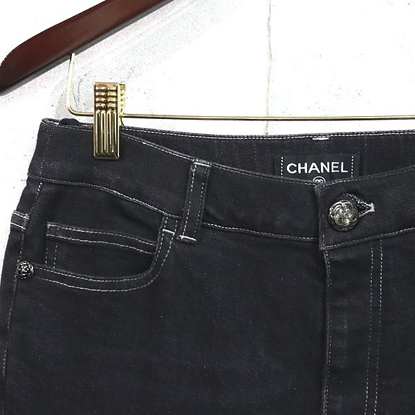 広尾店】美品 シャネル CHANEL デニムパンツ ブラック P52756 size:40  