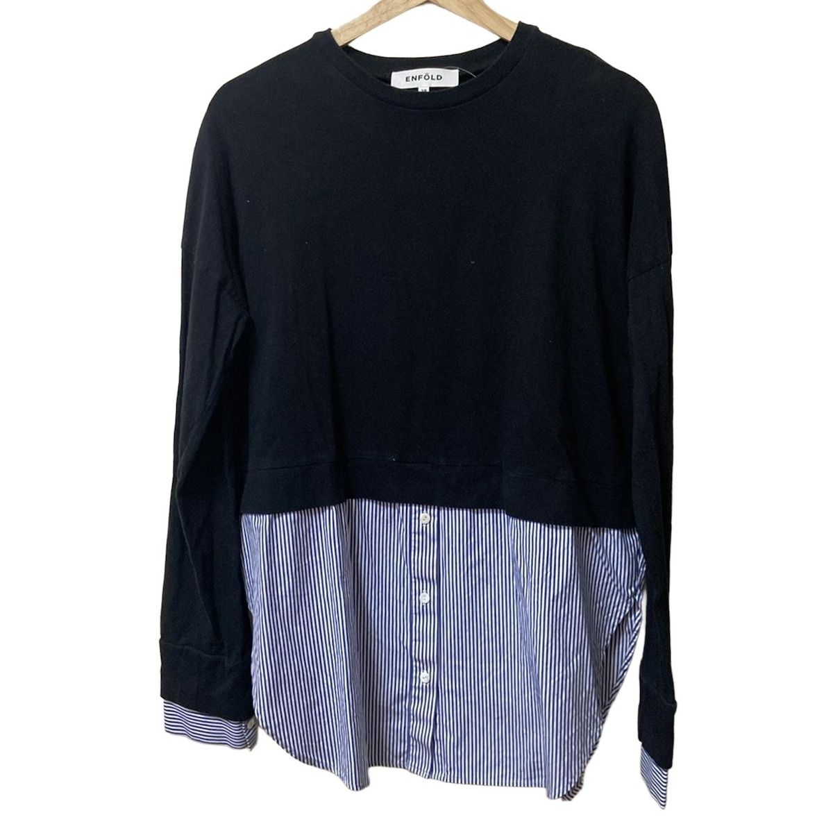 ENFOLD(エンフォルド) 長袖カットソー サイズ38 M レディース - 黒×白