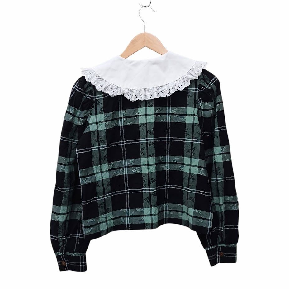Vivienne Westwood フリルブラウス　オーブ刺繍 オーブ総柄 VivienneWestwoodヴィヴィアンウエストウッドフリーサイズフリル