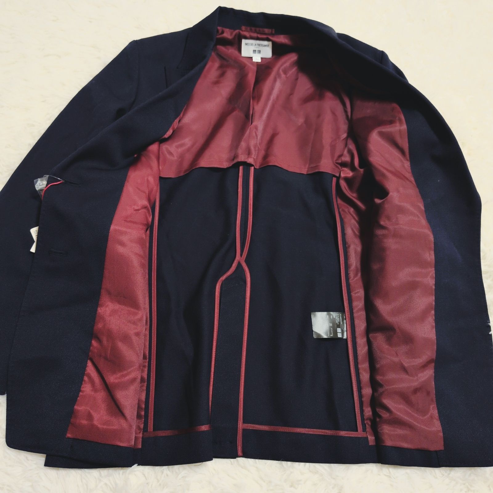 新品タグ付】UNIQLO ウールブレンドジャケット ネイビー Lサイズ 