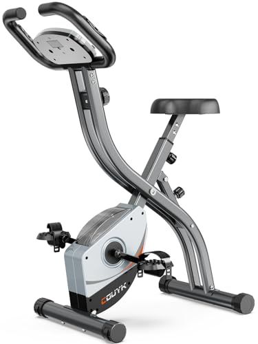COUYK BIKEフィットネスバイク 折りたたみ式 静音 エアロバイク 心拍数計測 自宅バイク マグネット式 コンフォートバイク 8段階負荷調節 43 dd 799 c