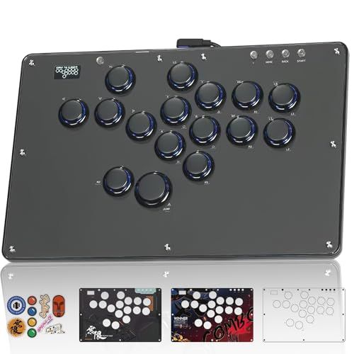 Haute 42 アケコン レバーレス コントローラー ボタン枠の追加 薄の厚さ 天板広め ボタンが外れずに 膝置き可 U 16黒 格ゲー向け For PC Switch 2 PS 4 3 持ち運び便利 無遅延 コンパクト