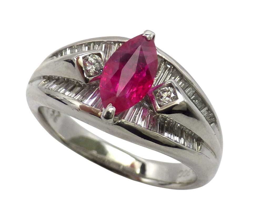 ルビー ダイヤモンドリング Pt900 9.07g 14号 Jewelry Ruby0.95ct Dia0