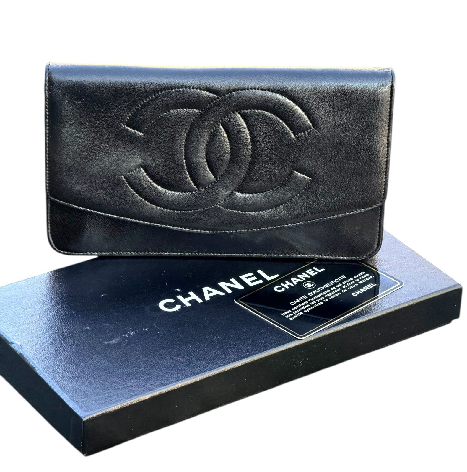超美品◇本物シャネルCHANELラムスキンデカココマークCCゴールド金具 