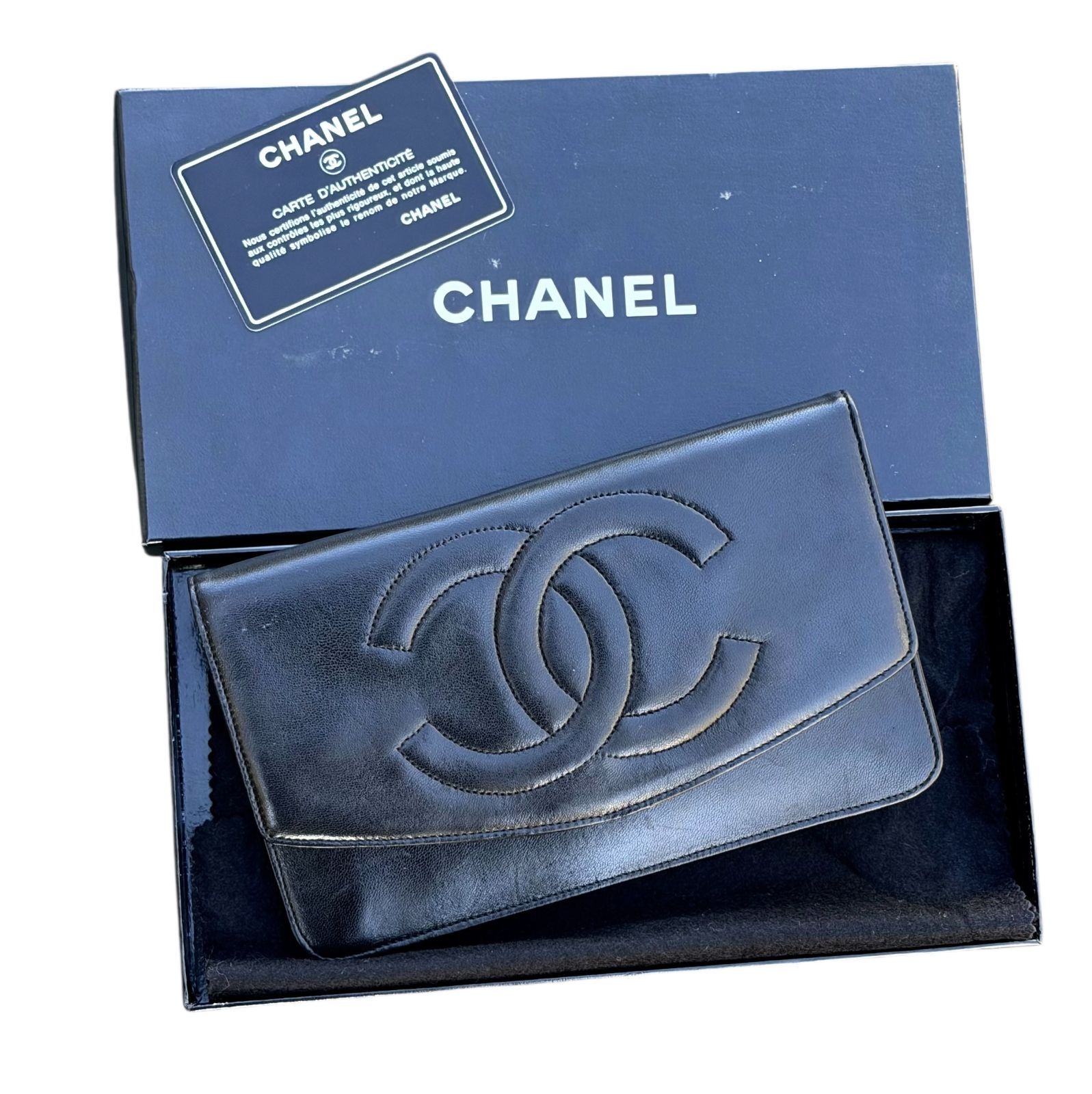 超美品◇本物シャネルCHANELラムスキンデカココマークCCゴールド金具 