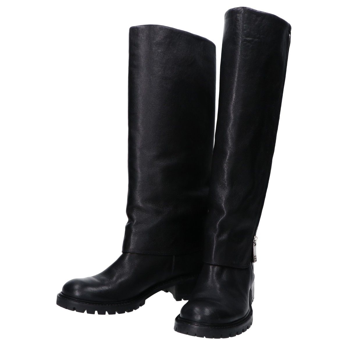 FENDI ロングブーツ　レザー　フェンディ　ブラック FENDI フェンディ サイドジップ ロングブーツ/ 37 - メルカリ