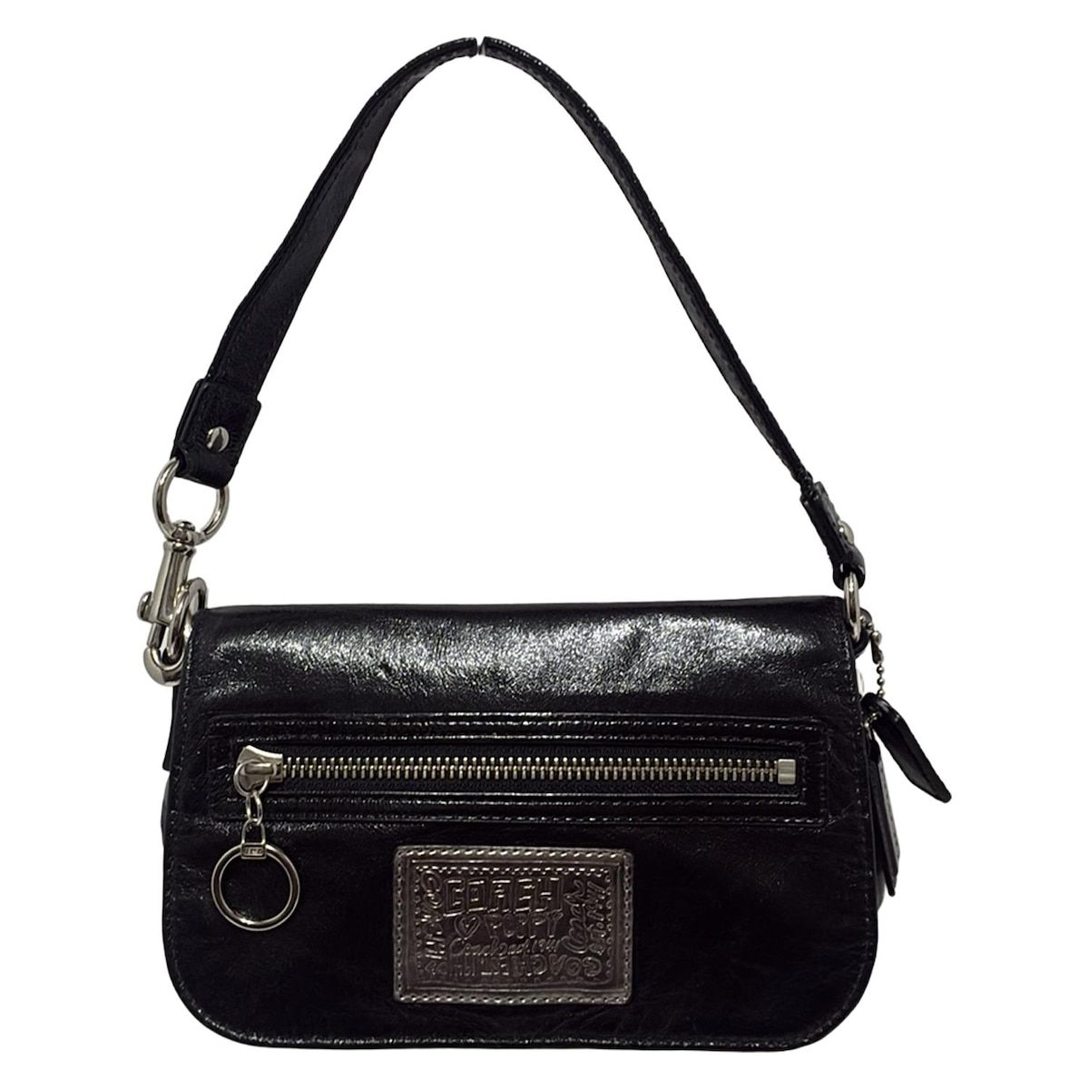 coach 黒 レザー ハンドバッグ コーチ COACH チャーム付き レザー 