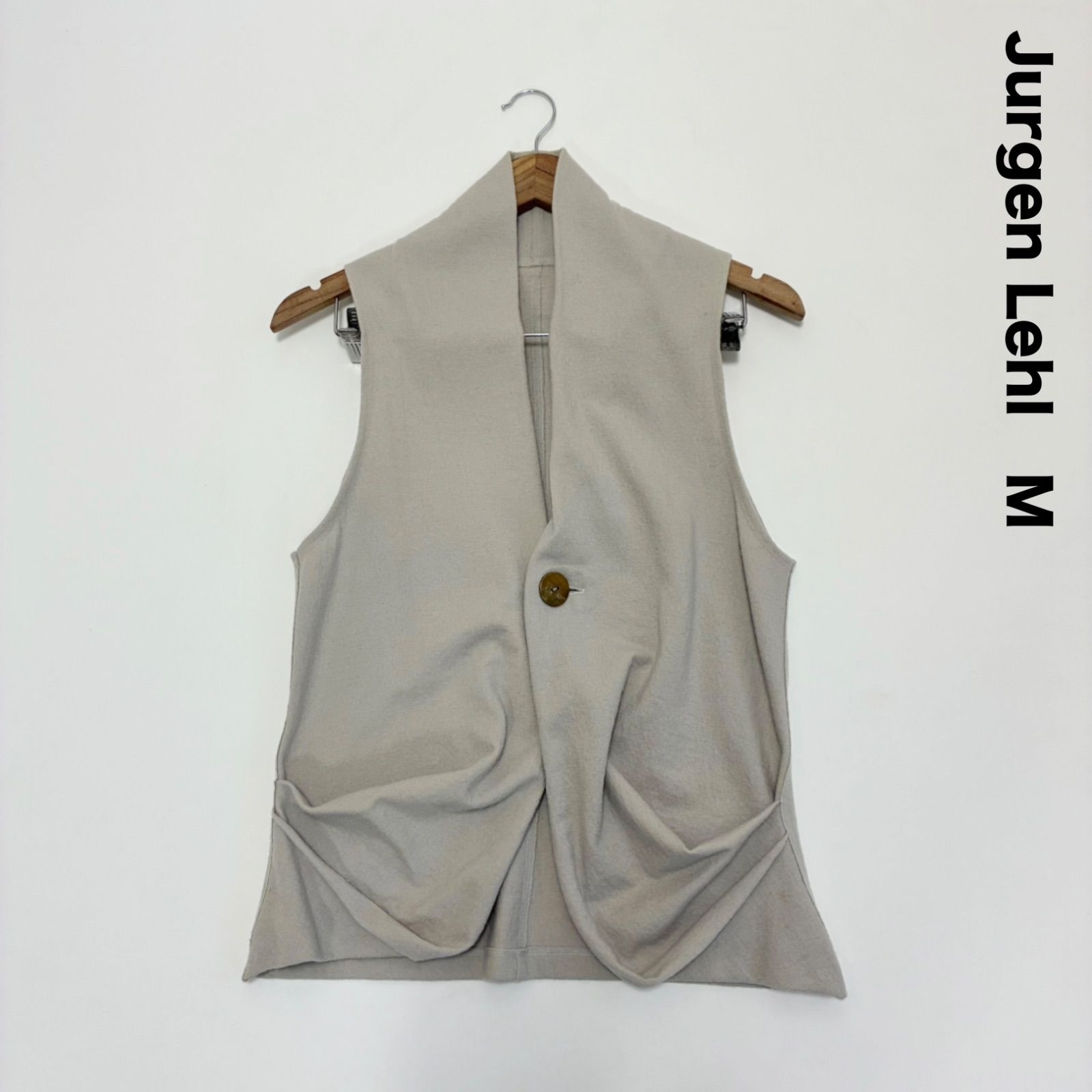 Jurgen Lehl ヨーガンレール☆スタンドカラードレープポケットジレ