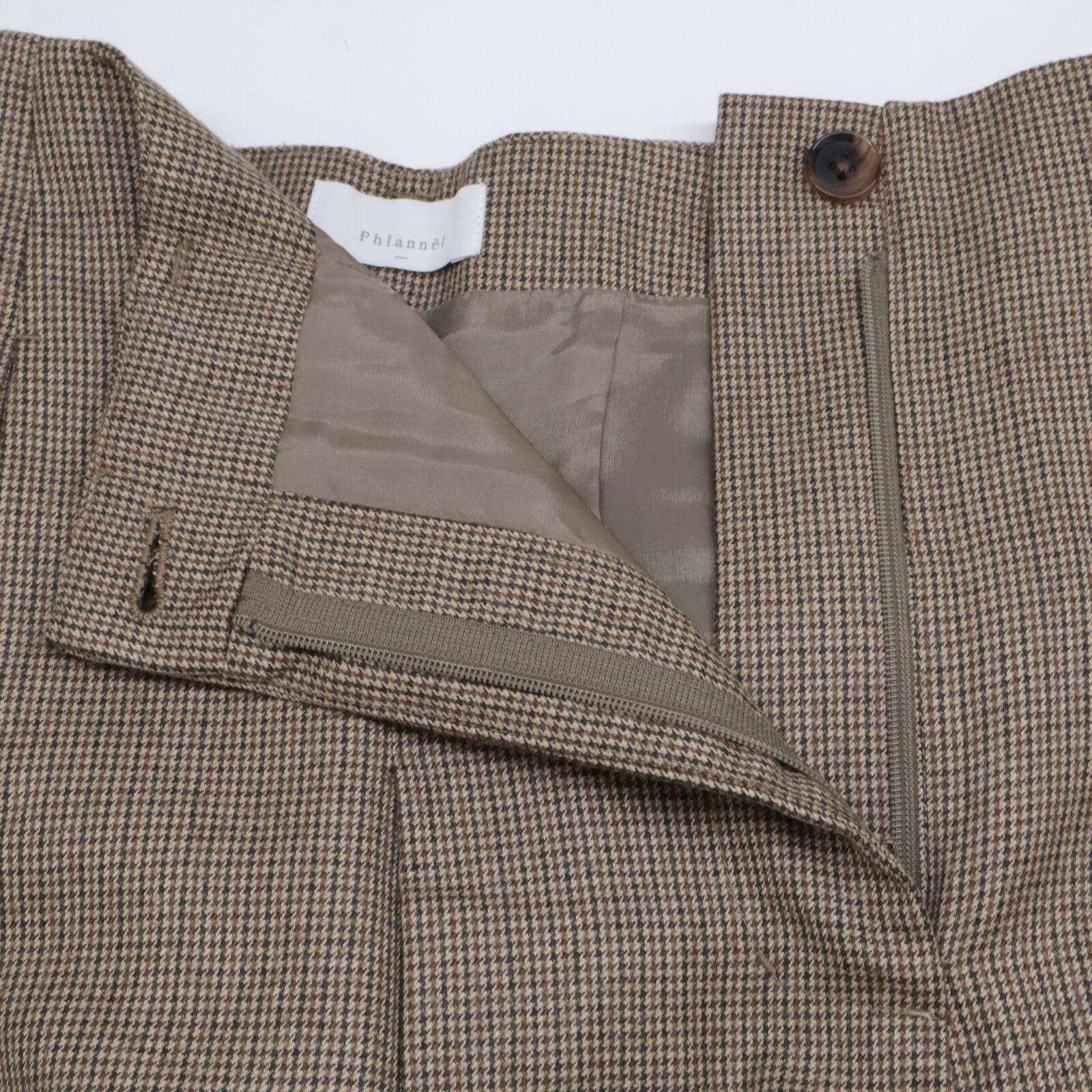 ﾌﾞﾗｳﾝ 千鳥柄 ｳｰﾙ ｽﾗｯｸｽ O - メルカリ