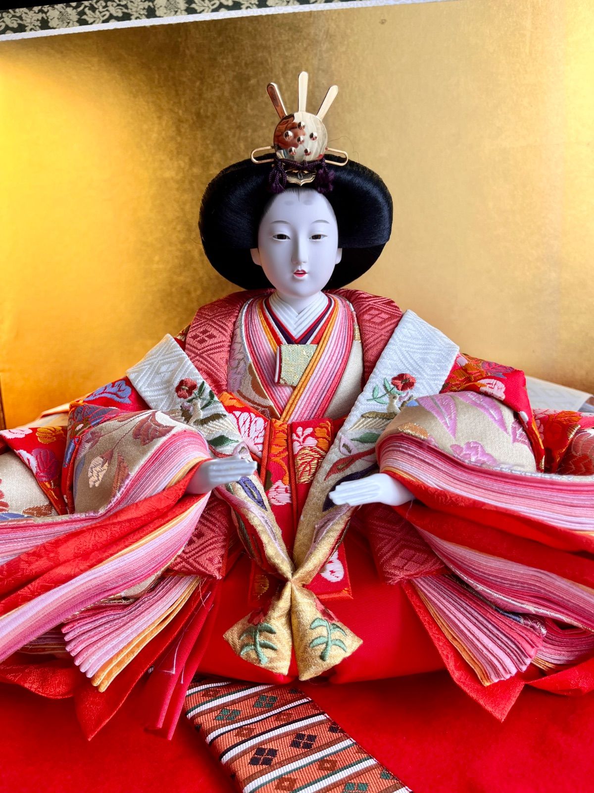 新品☆特大！京六番☆極上親王飾り☆絢爛豪華な正絹金襴と鳳凰柄☆木手