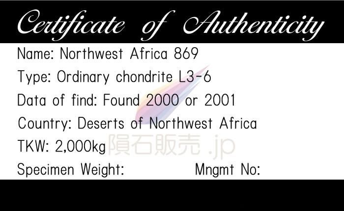 NWA869 隕石 15.1g 普通コンドライトL3-6 石質隕石 標本 M2506 - メルカリ