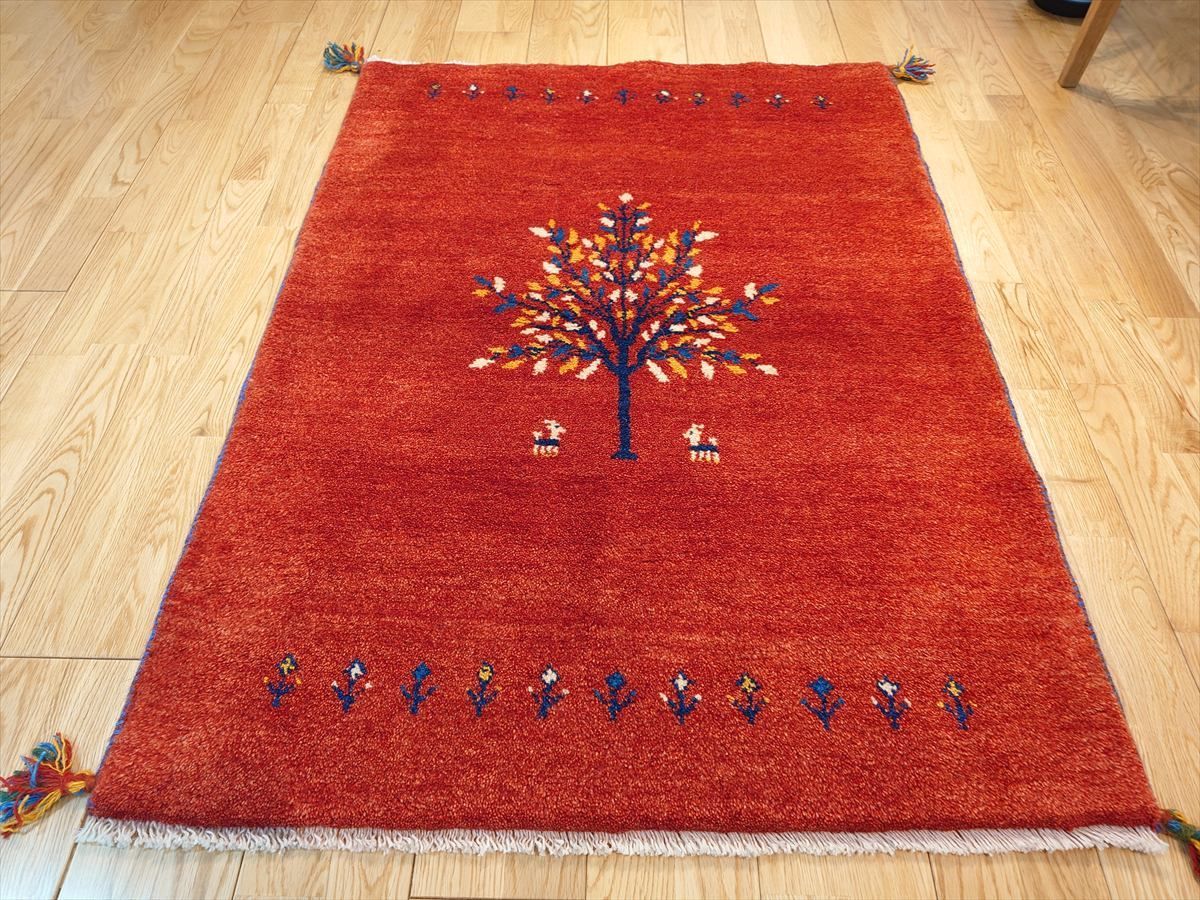 【冬キャンペーン】ペルシャ　ギャッベ ハーフラグ　150×105 茜色　桃色 立冬キャンペーン】ペルシャ ギャッベ ハーフラグ 150×105 茜色 桃色