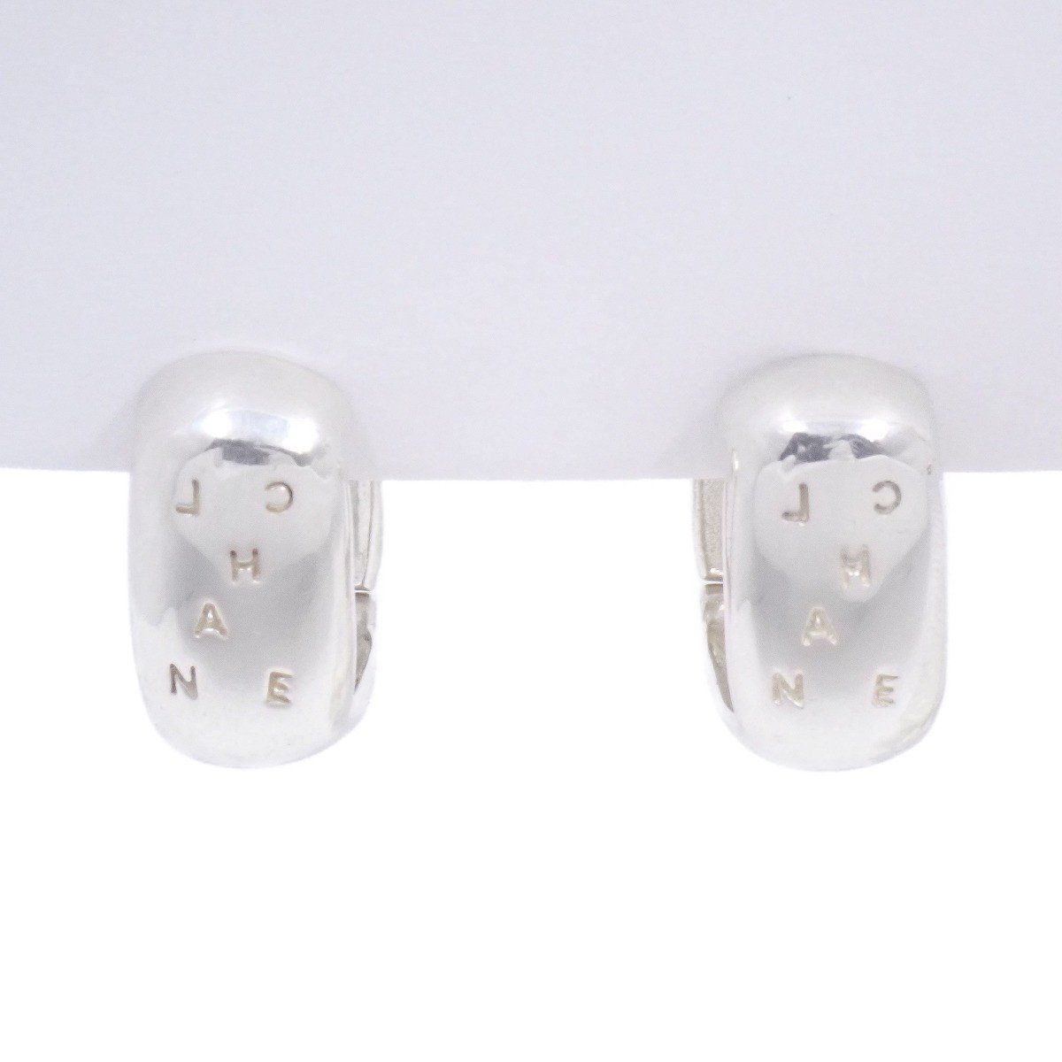 CHANEL シャネル ロゴ スクエア フープ ピアス シルバー925【いおき