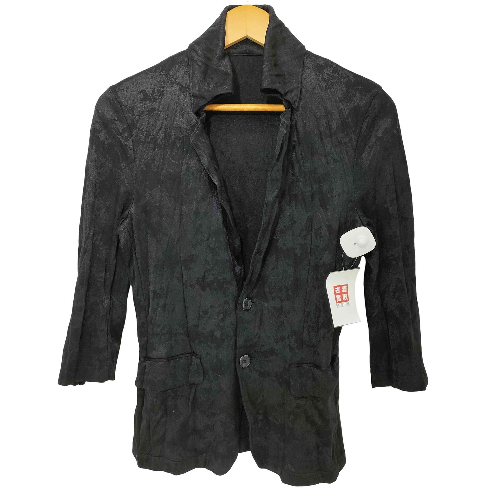 トルネードマート シワ加工 テーラードジャケット L 近年 2B ブラック トルネードマート TORNADO MART y2k 総柄 シワ加工 2Bテーラード