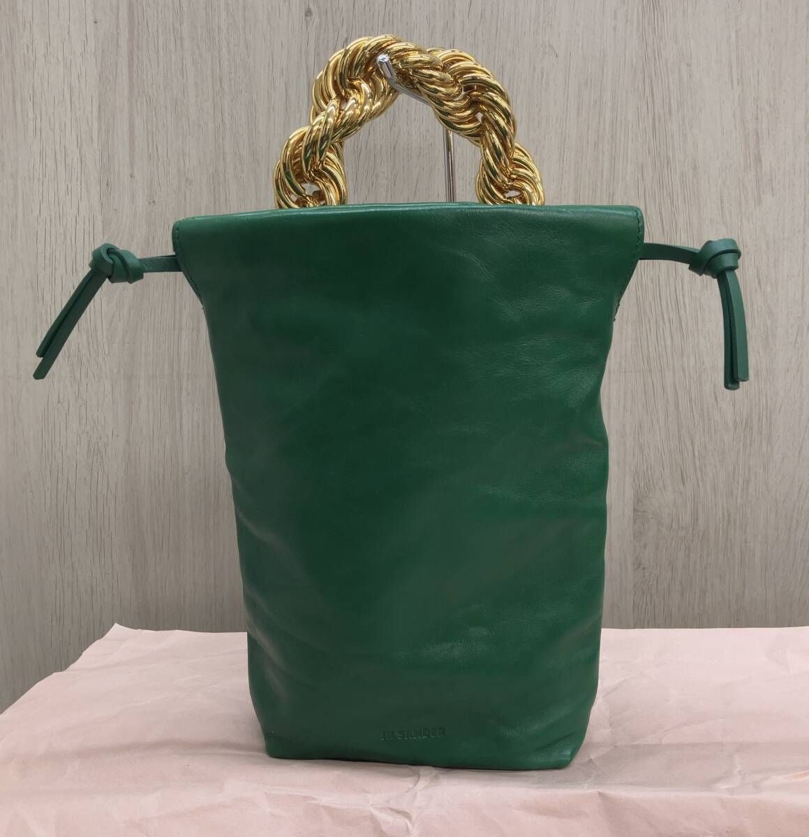 JIL SANDER ジルサンダー DRAWSTRING CHAIN BAG レザーハンドバッグ 