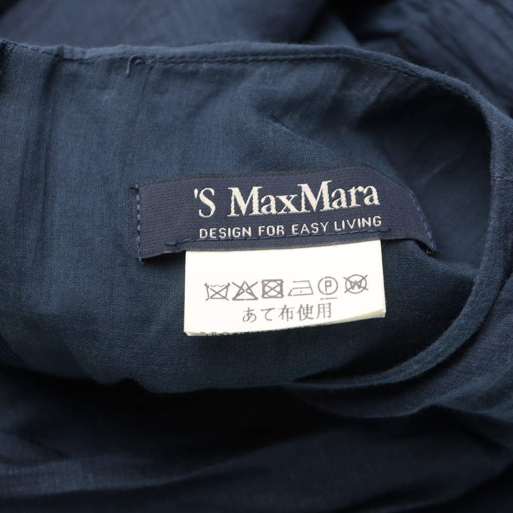 新品未使用MAX MARA黒色長袖Vネック ギャザー入りワンピース44サイズ ◇ 未使用 マックスマーラ Max Mara カシュクールドレス ワンピース