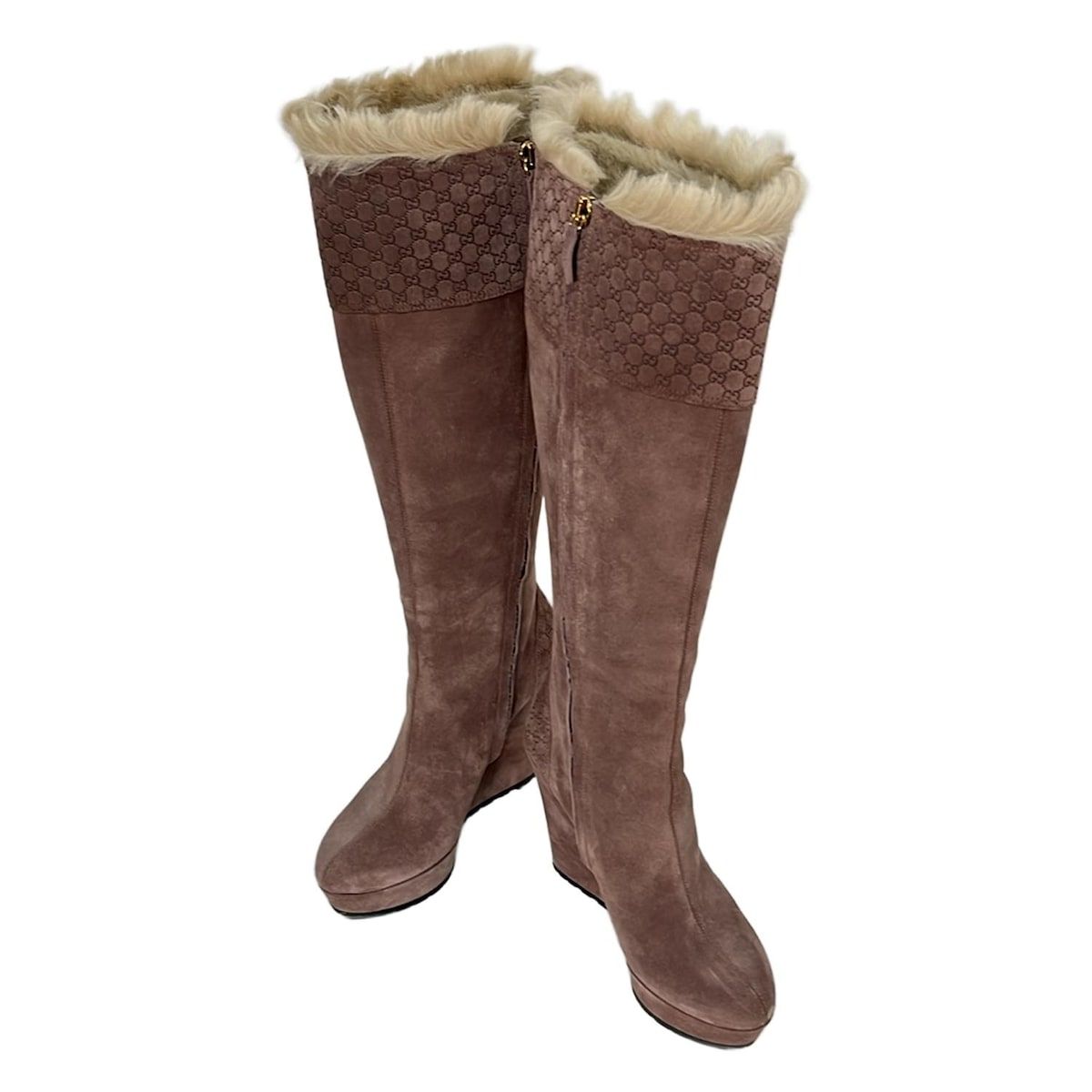 GUCCI(グッチ) ロングブーツ 36 レディース 296265 ピンク ウェッジ