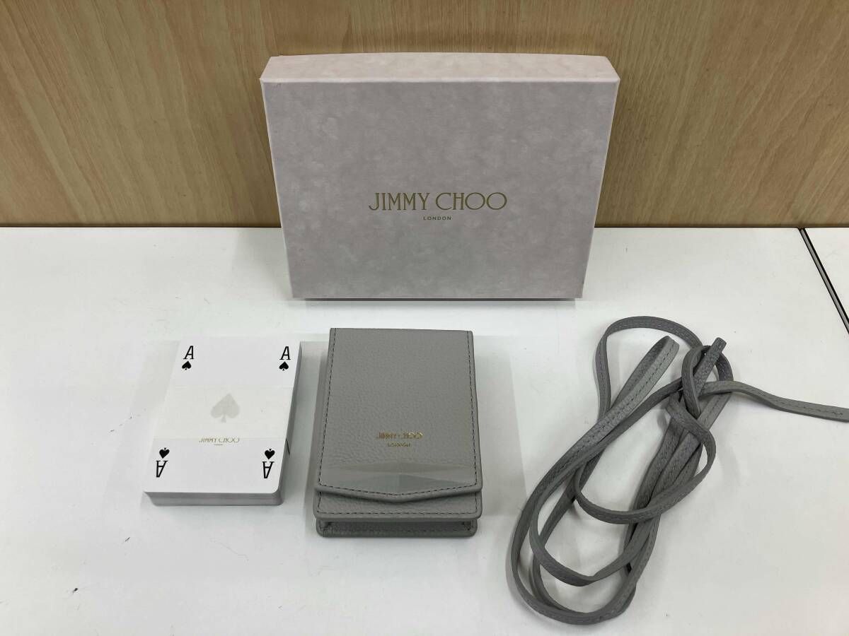 箱付き】JIMMY CHOO ジミーチュウ トランプポーチ グレー - メルカリ