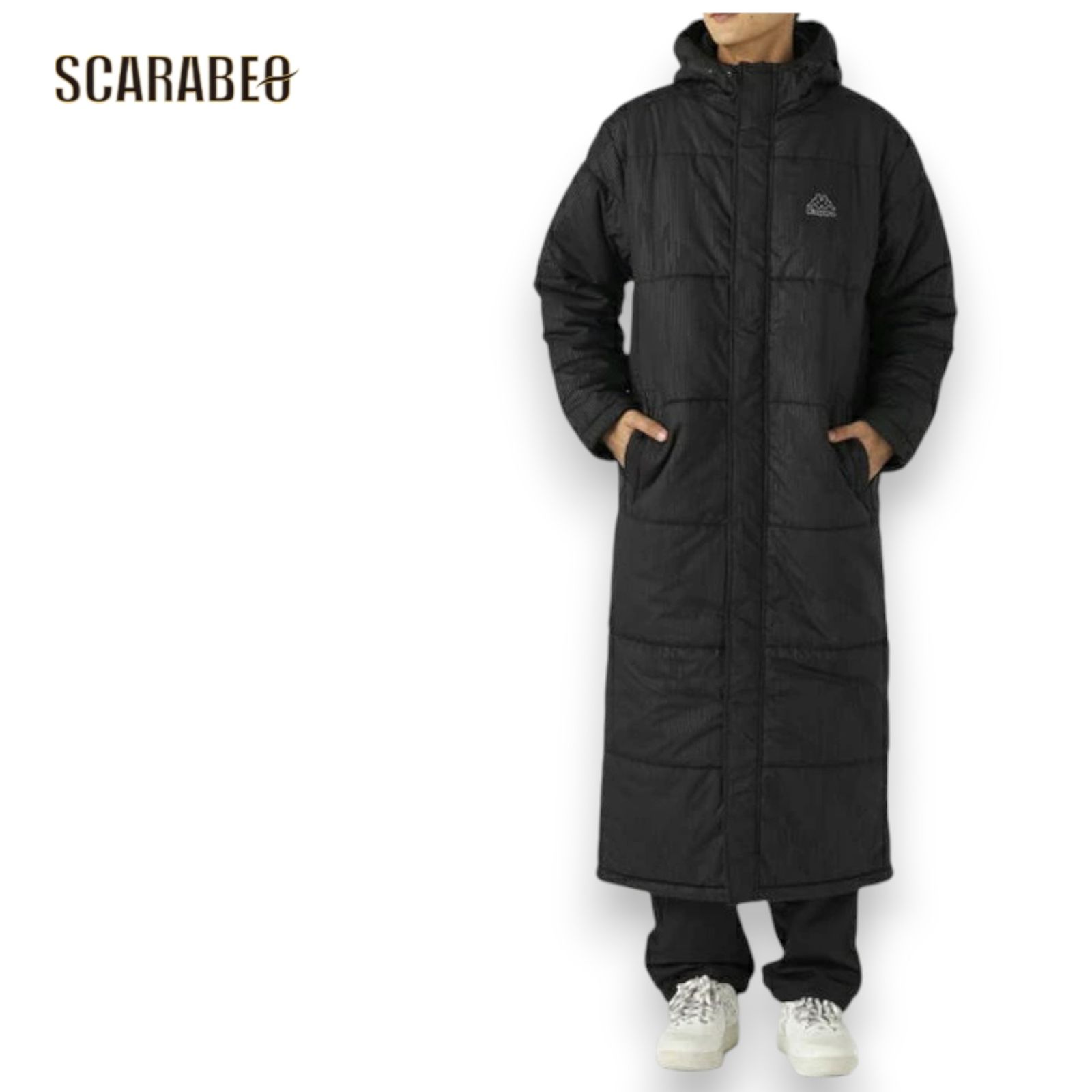 カッパ（Kappa） ベンチコート 中綿 ロングコート 防寒 BK ブラック