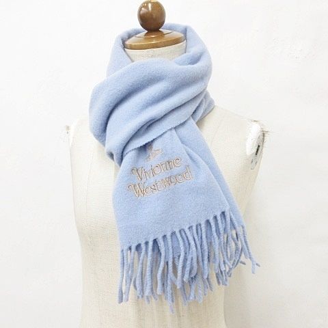 Vivienne Westwood フリンジ付きマフラー ライトブルー ヴィヴィアンウエストウッド Vivienne Westwood ACCESSORIES マフラー