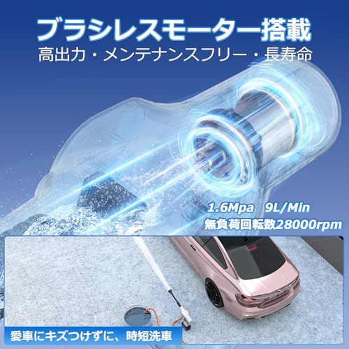 NANWEI コードレス高圧洗浄機 充電式 マキタ18 Vバッテリー対応 ブラシレスモーター 洗車機 小型軽量 自吸式 水道接続不要 6 in 1ノズル|フォームノズル付き ペットボトル使用 庭掃除用 高圧水ジェット 本体のみ バッテリーと efb 2 c 3 dc