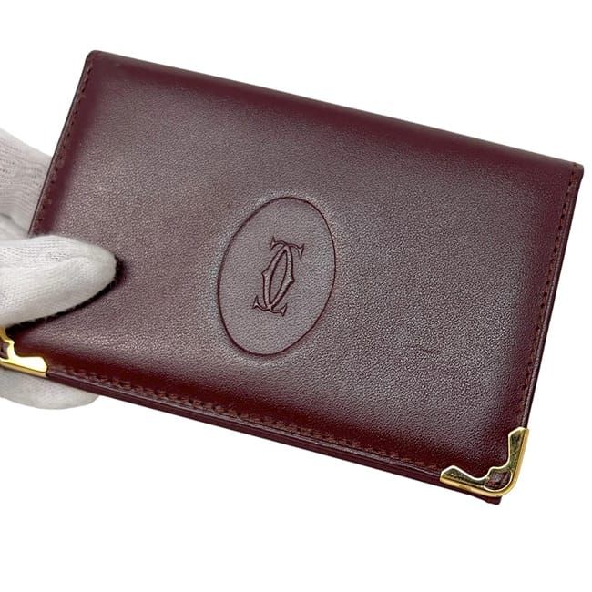 カルティエ カードケース ボルドー マスト 名刺入れ レザー 中古