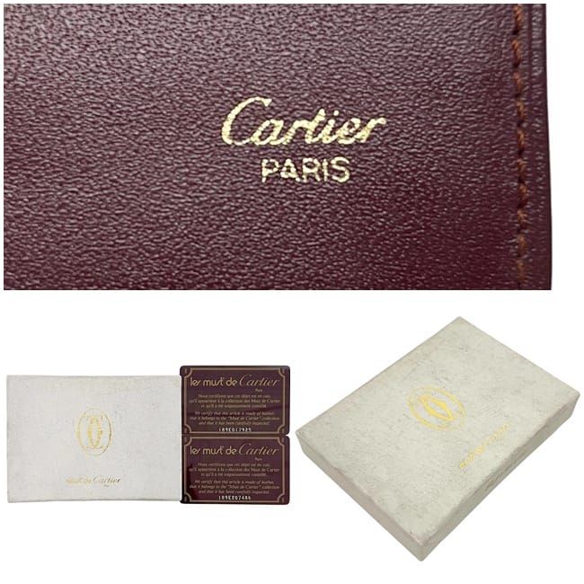 カルティエ カードケース ボルドー マスト 名刺入れ レザー 中古