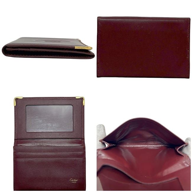 カルティエ カードケース ボルドー マスト 名刺入れ レザー 中古