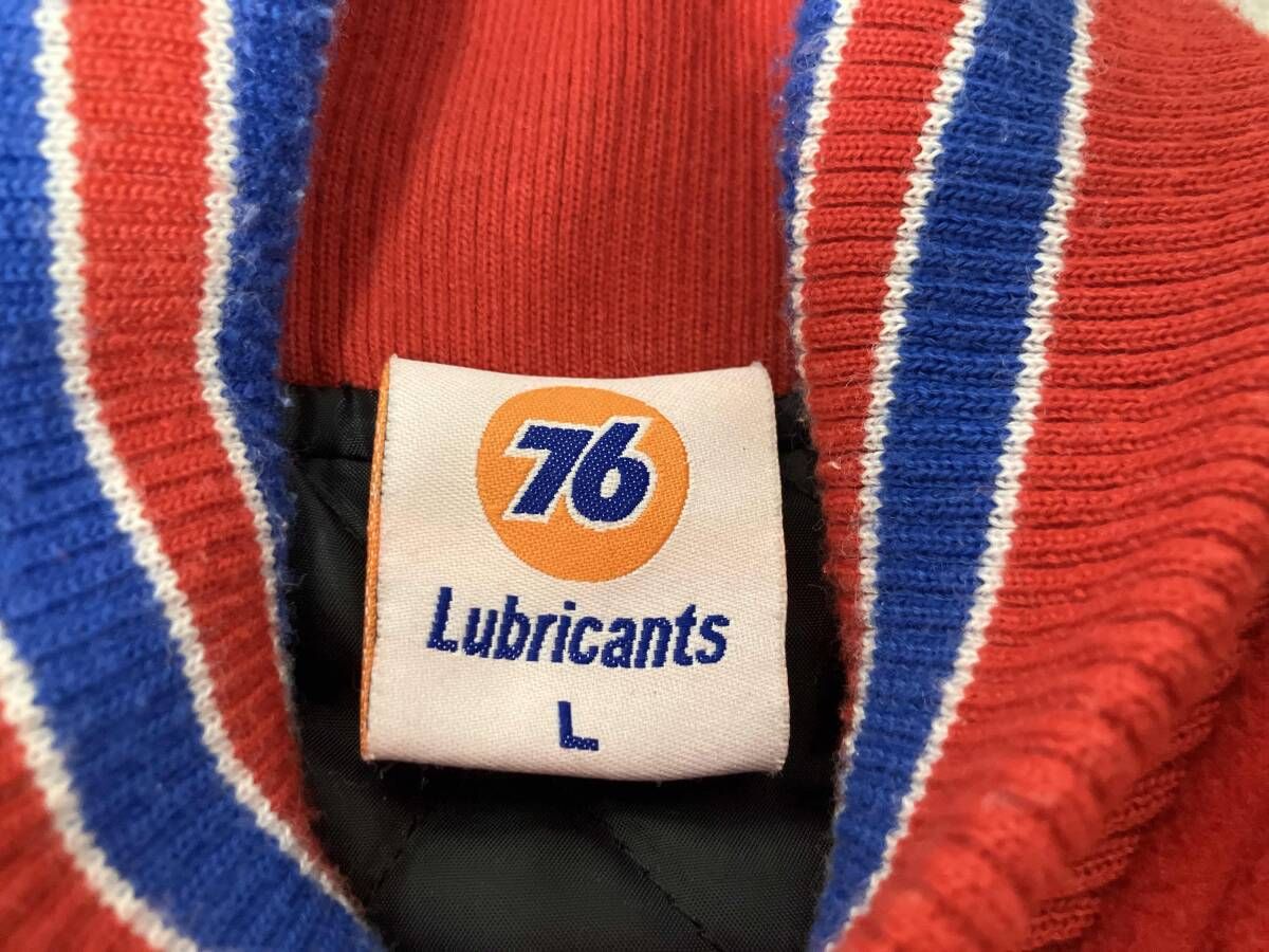 レッド Varsity jacket 76 Lubricants/スタジャン サイズ:L - メルカリ