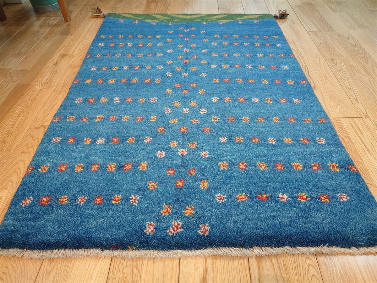 ペルシャ ギャッベ マット大 ラグ 115x82cm 風景 青空 生命の木 RD7269