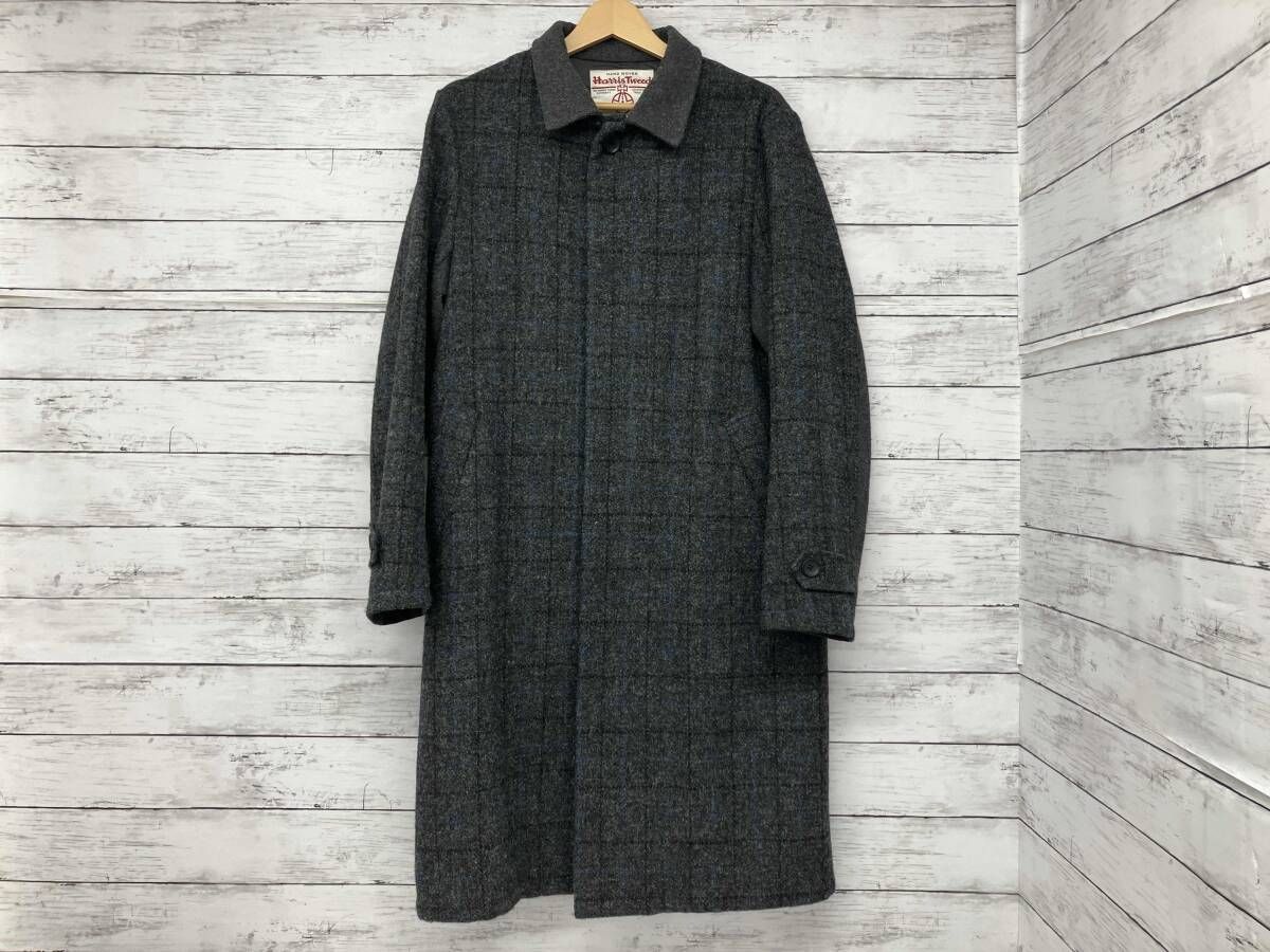 J.PRESS HARRIS TWEED ウール ステンカラーコート グレー SVENDAYS=SUNDAY×Harris Tweed／ステンカラーコート／チェック／グレー