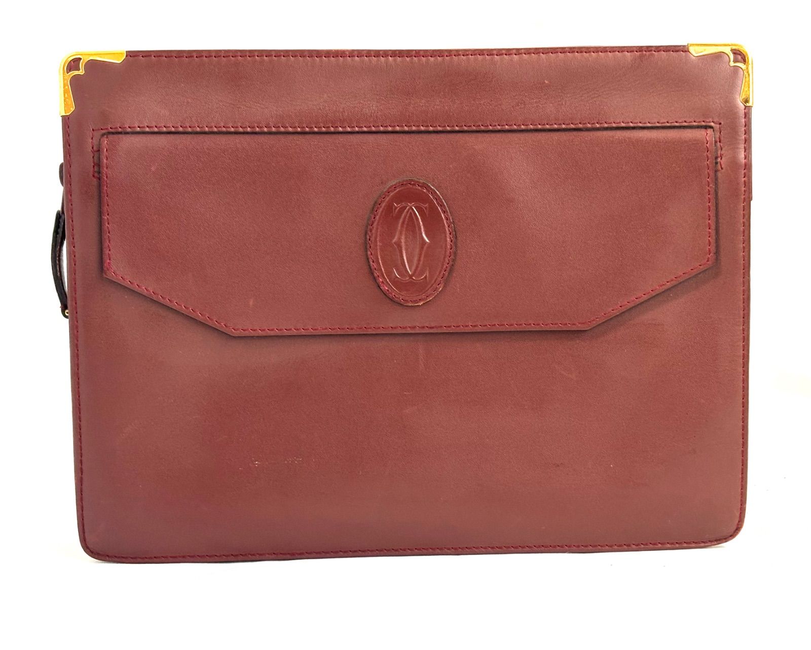 カルティエ Cartier マストラインレザークラッチバッグボルドー バッグ