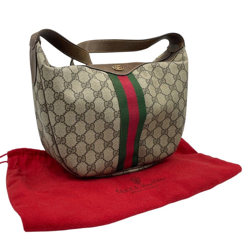トニーモンタナ様 ♡オールドグッチ GG柄 ショルダーバッグ GUCCI◇オールドグッチ/ショルダーバッグ/キャンバス/レザー/NVY/GG