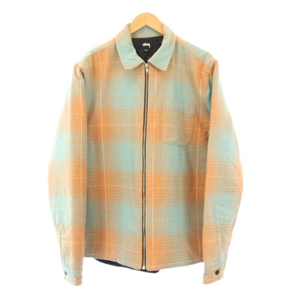 stussy ステューシー ブルゾン チェック オンブレ 裏地キルティング ステューシー STUSSY ステンカラージャケット チェック 裏地