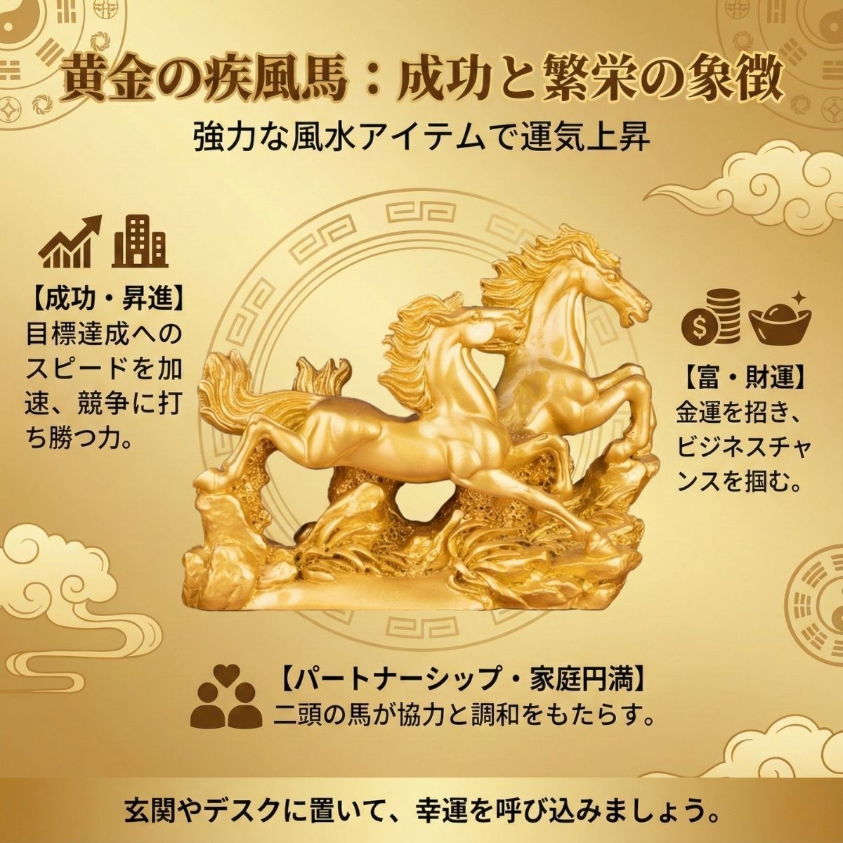 金運アップ 財運 商売繁盛 開運 開運アイテム 成功祈願 馬の置物 風水 