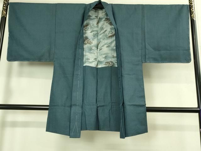 平和屋着物極上 男性 紬 アンサンブル 長羽織 亀甲柄 羽裏・龍 逸品 未