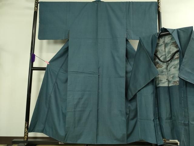 平和屋着物極上 男性 紬 アンサンブル 長羽織 亀甲柄 羽裏・龍 逸品 未