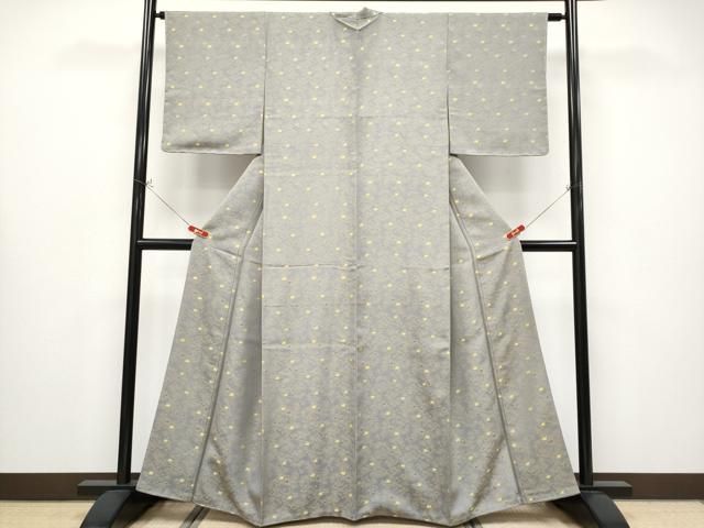 平和屋着物●極上　お召　黄金糸　千鳥　源氏鼠色地　逸品　未使用　CYAA4324s6 平和屋着物○極上 お召 黄金糸 千鳥 源氏鼠色地 逸品 未使用
