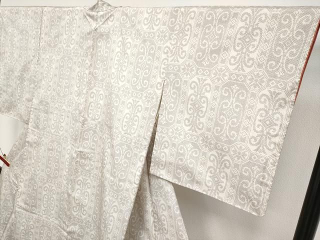 平和屋着物●極上　本場大島紬　白大島　7マルキ　唐草天井文　逸品　未使用　CYAA4333s6 平和屋着物○極上 本場大島紬 白大島 7マルキ 唐草天井文 逸品 未使用