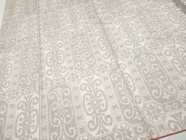 平和屋着物●極上　本場大島紬　白大島　7マルキ　唐草天井文　逸品　未使用　CYAA4333s6 平和屋着物○極上 本場大島紬 白大島 7マルキ 唐草天井文 逸品 未使用