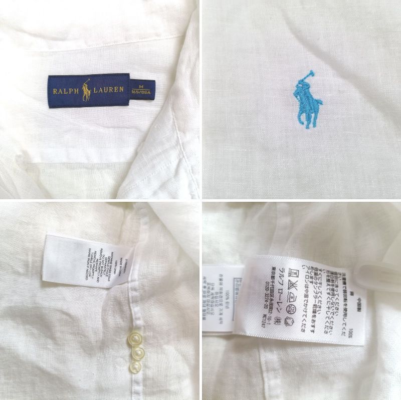 RALPH LAUREN ラルフローレン 長袖シャツ リネン 麻 M ホワイト 白