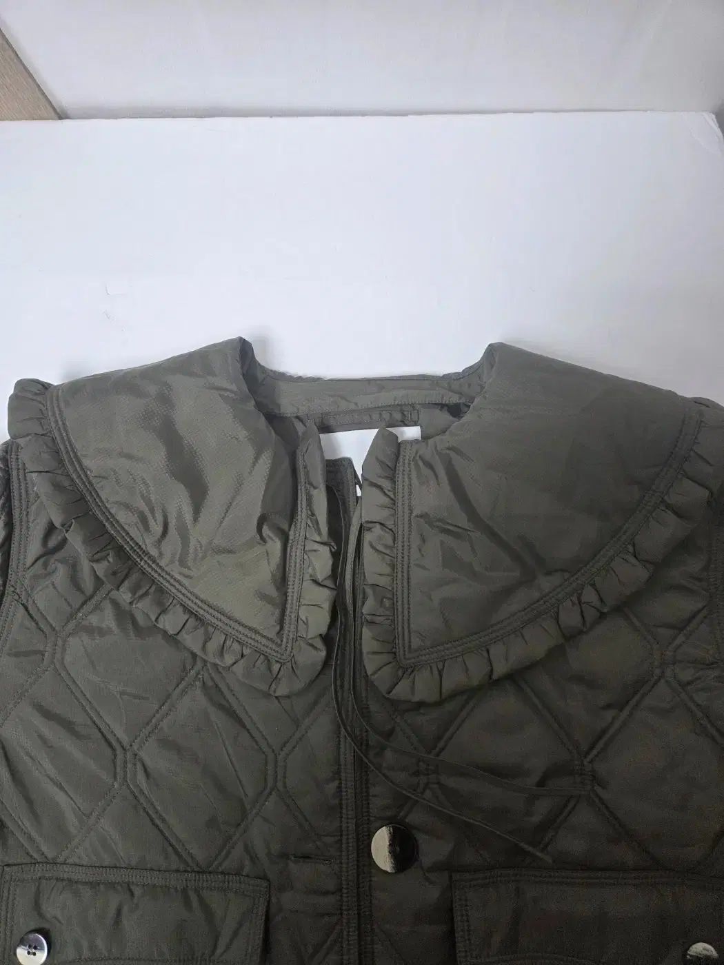 GANNI セーラーフリルカラー キルティングジャケット カーキ (M