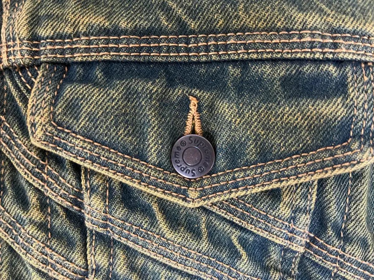 Supreme s ロゴ デニム トラッカー ジャケット ダーティー グリーン s