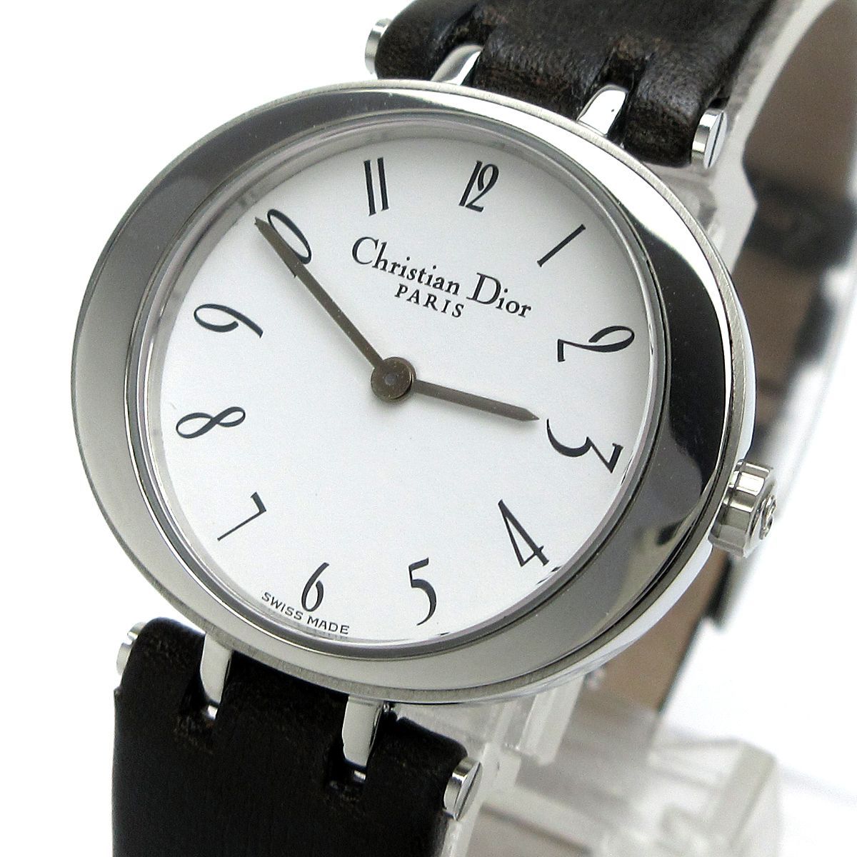 クリスチャン ディオール Christian Dior レディース 革 白文字盤 D74