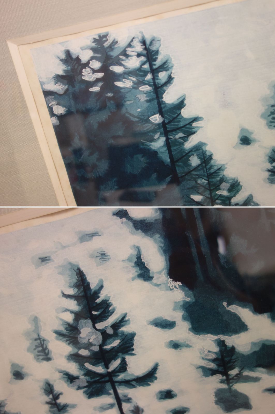 中古】M▽東山魁夷 木版画 雪の後 額縁 エディションナンバー (39366