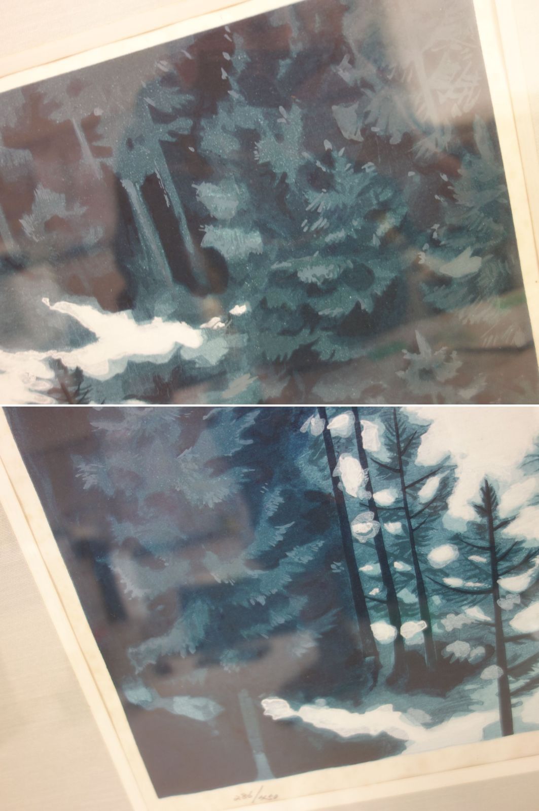 中古】M▽東山魁夷 木版画 雪の後 額縁 エディションナンバー (39366