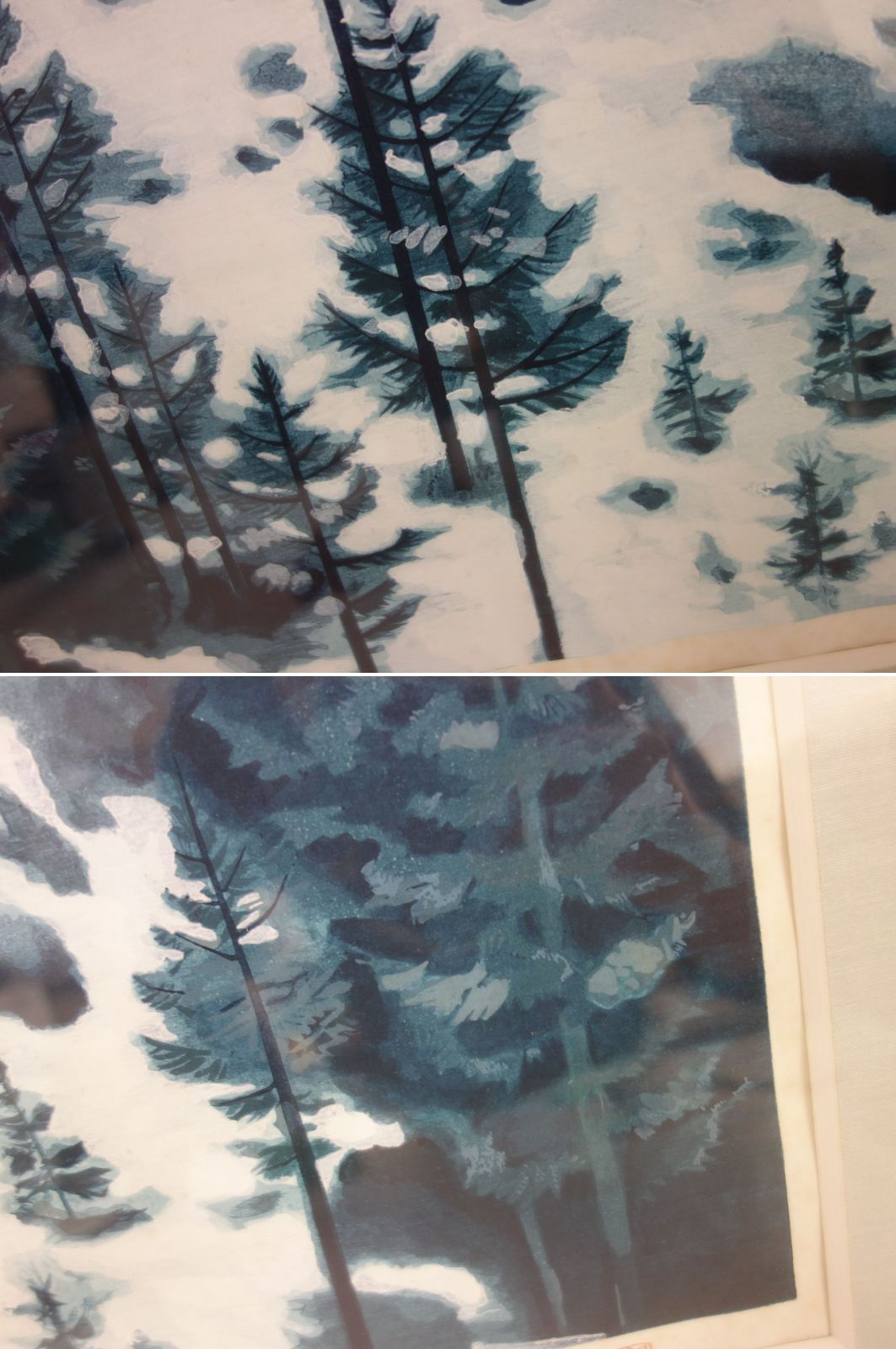 中古】M▽東山魁夷 木版画 雪の後 額縁 エディションナンバー (39366